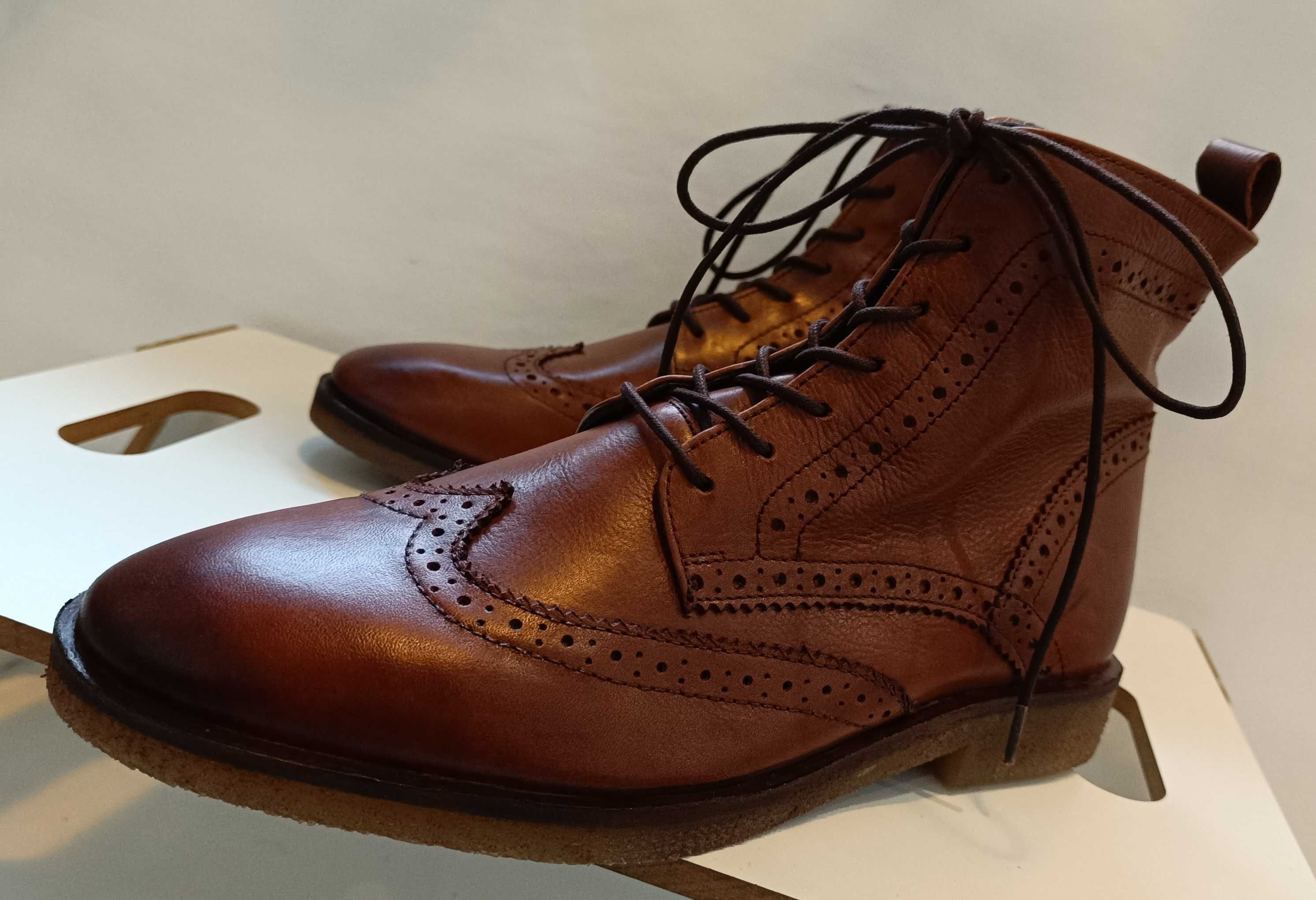 Ghete lace up 40 brogue premium ASOS piele naturala moale