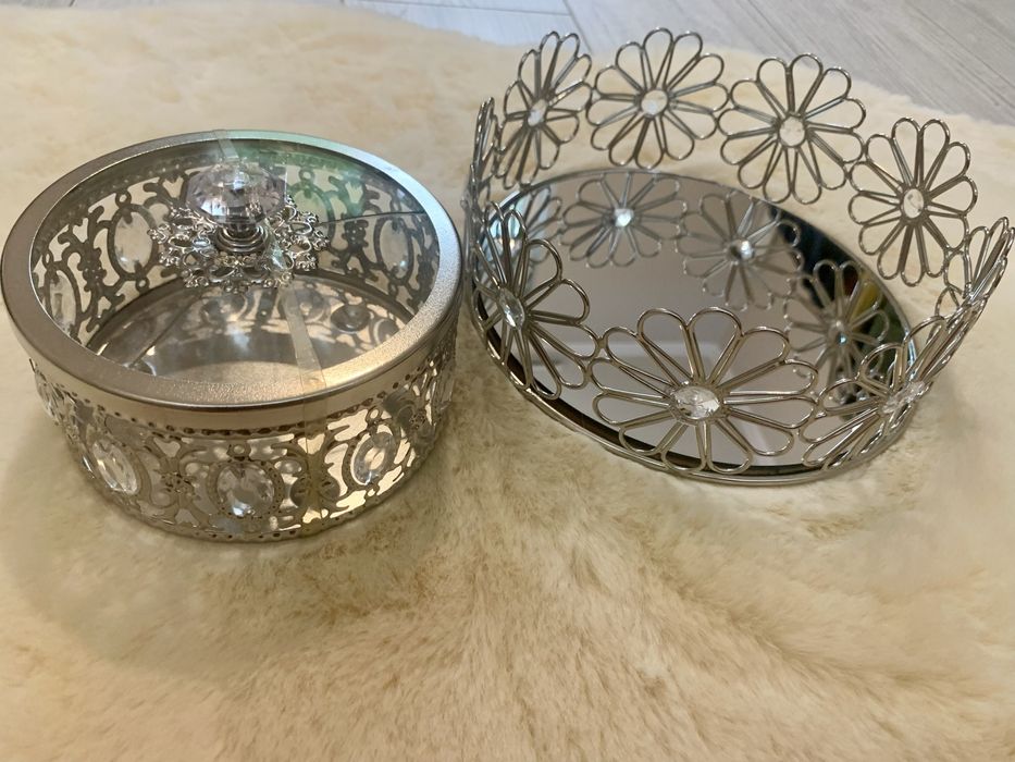 Лот поднос и бонбониера с кристалчета