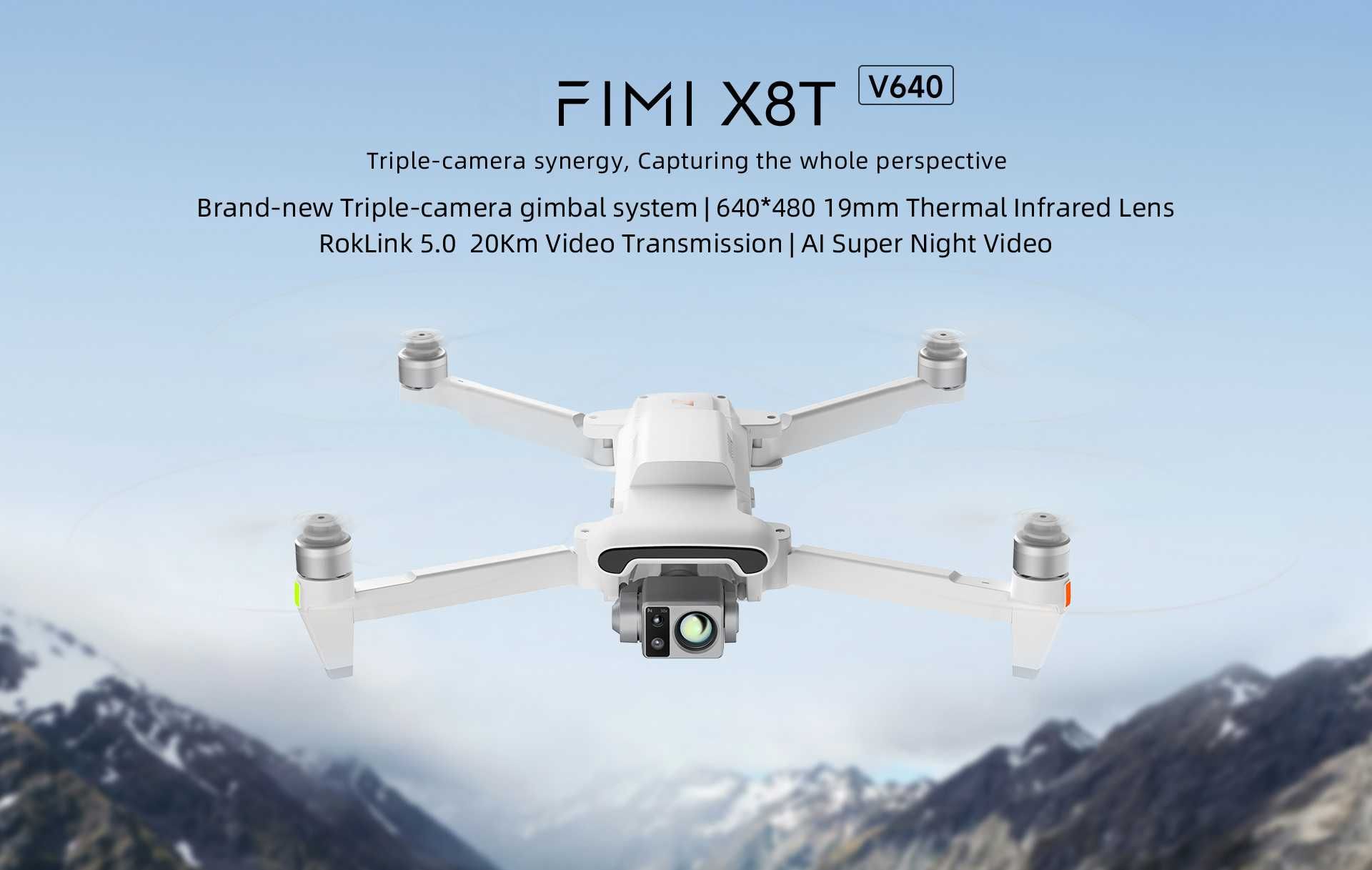 Промоция дрон с термокамера Fimi X8T V640, 47 минути, 20 км, 3 камери