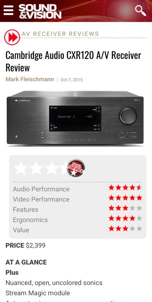 Cambridge Audio CXR120 Receiver 7.2 Audiofil WiFi Preț deMAGAZIN 2400$