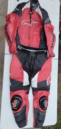 Costum pantalon&geaca moto Alpinestar piele cu protectii hard.