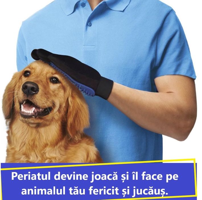 Manusa tip perie ingrijire caini si pisici elimina  cu ușurință părul