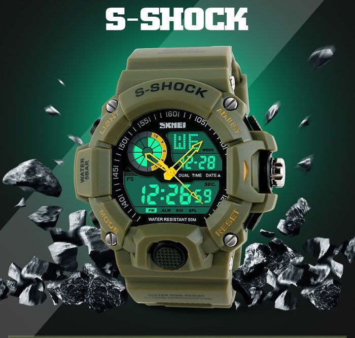 Ceas Sport- Skmei 1029 Double Movt Army LED Watch - ARMY GREEN