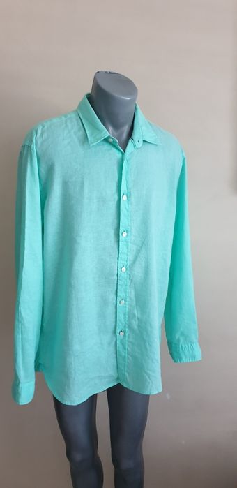 Hugo Boss Roger Stretch - Len Slim Fit  2XL ОРИГИНАЛ Мъжка Ленена Риза