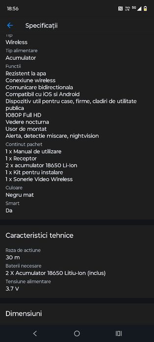 Vând sonerie cu wifi Noua