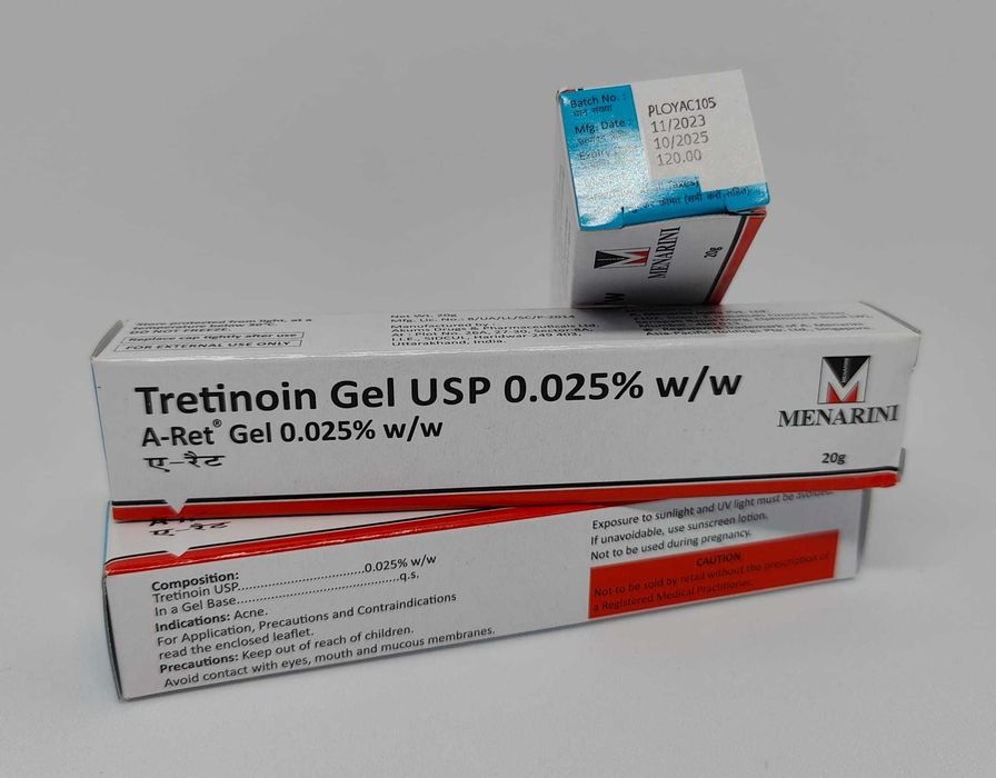 Tretin acnee A-Ret Menarini Gel USP 0.025% 20gr riduri acnee pete