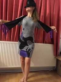 Rochita tricot cu model imprimat marime S + fular asortat