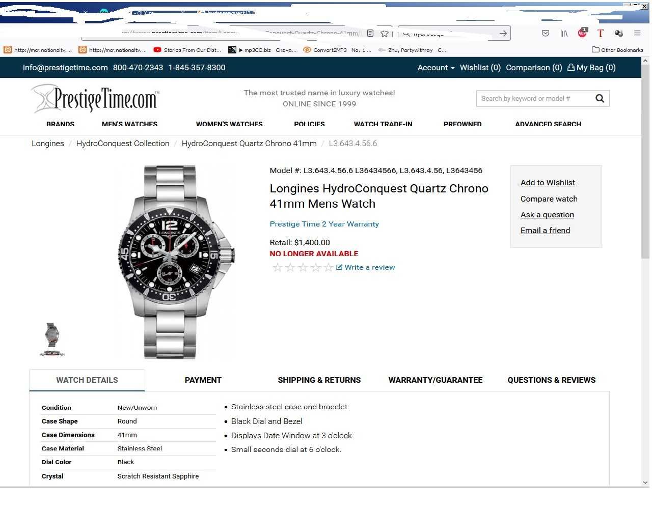 Longines HydroConquest Chronograf quartz, Curea UNICAT silicon-metal