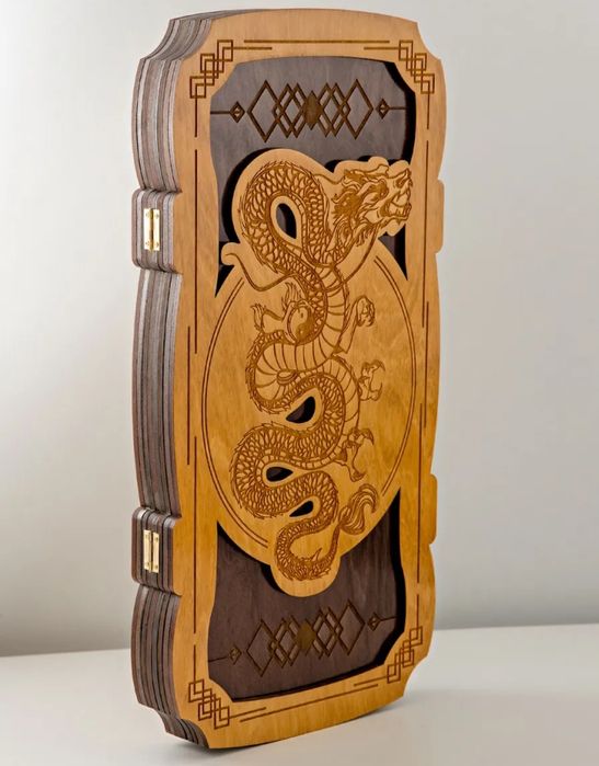 Новые нарды Дракон 50 см резьба, гравировка