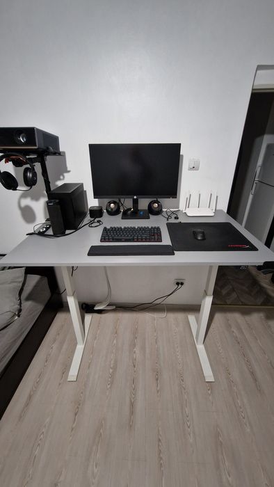 Birou cu înălţime reglabilă, electric/alb, 140x80 cm IKEA RODULF