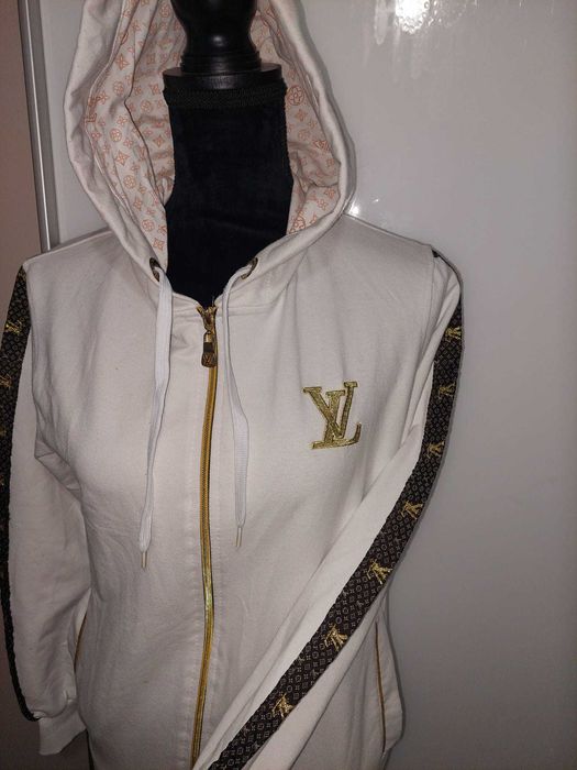 Jacheta Hanorac Louis Vuitton alb cu broderie aurie