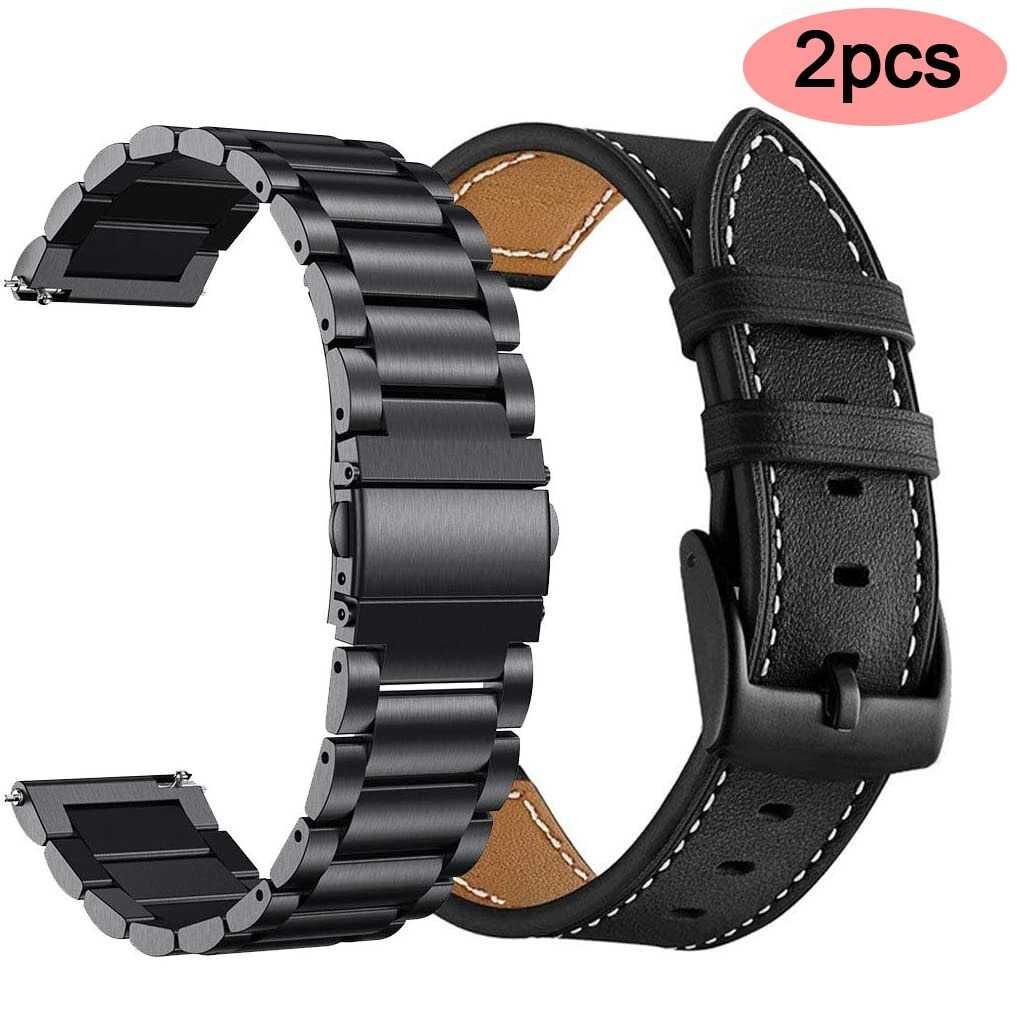 Curea 22mm metalica + piele Samsung Galaxy Watch Active 2 Watch 42mm 3