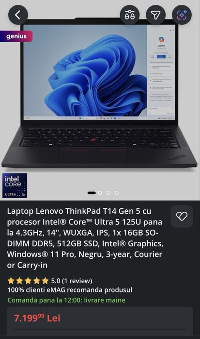 Lenovo ThinkPad T14 Gen 5 Intel Core Ultra 5 125U