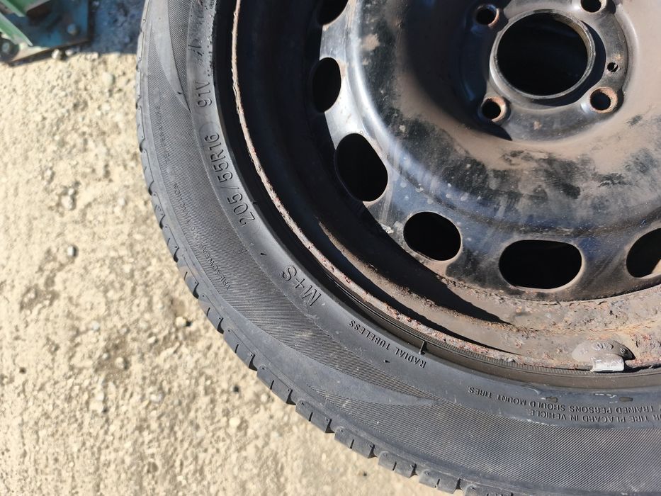Set jante tabla r16 4x108 Peugeot Citroen cu anvelope m+s