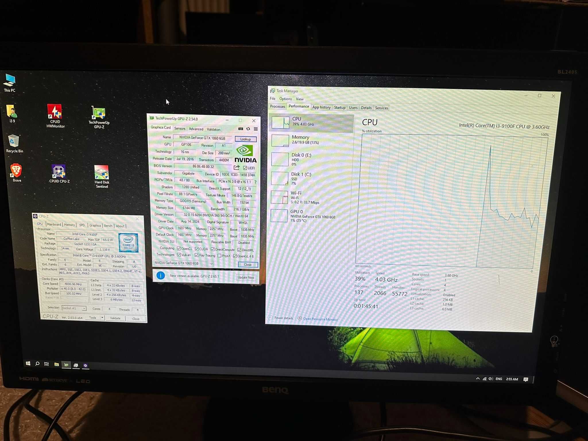 Pc Gaming Intel I3 9100F 16GB 512GB SSD 2TB HDD PV GTX 1060 6 GB Aorus
