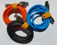 Силиконов кабел с метално USB и метален светещ и въртящ се C-type.