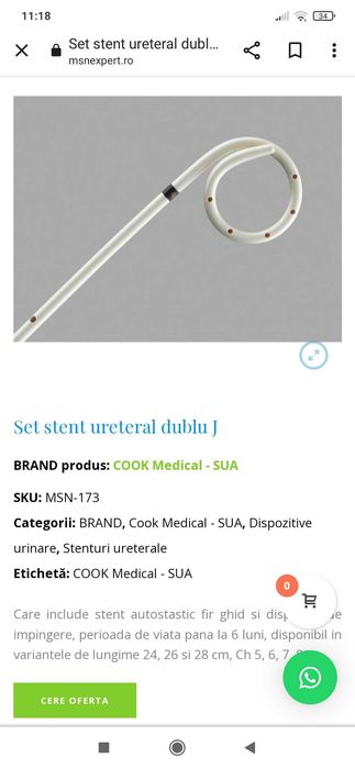 Stand uretral Cook medical