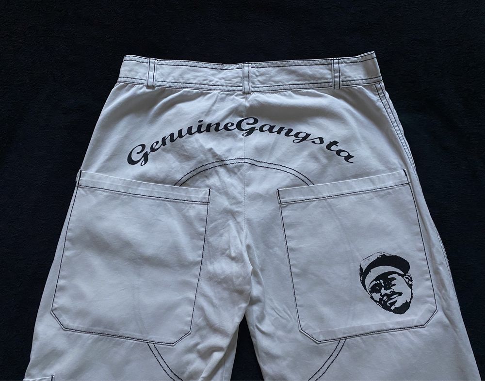 Pantaloni albi print hip hop 90’s rap cargo