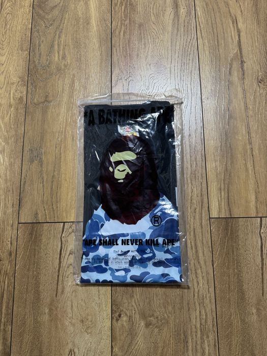 НОВО! Bape T-shirt Black Blue Head тениска