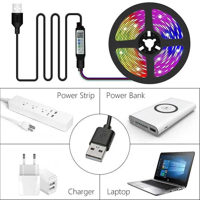 5 метра RGB LED лента с Bluetooth управление, безжичен контрол, декор