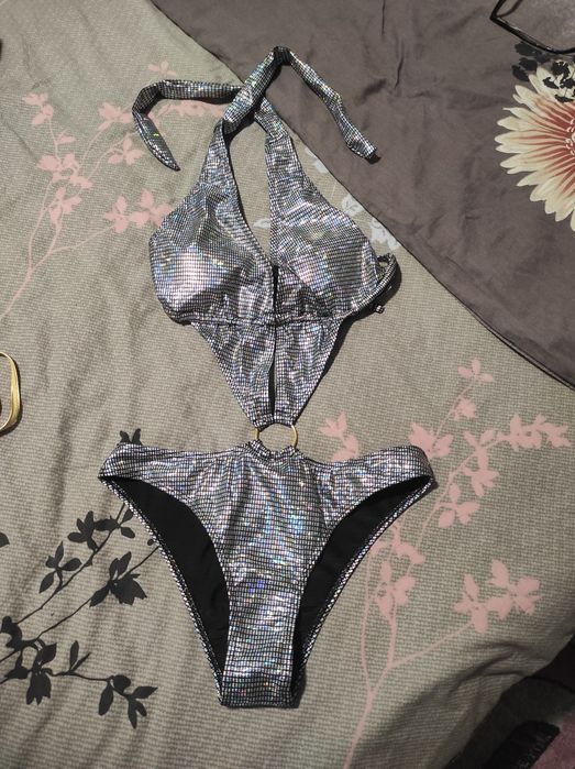 Costum de baie întreg S și M  argintiu sexy