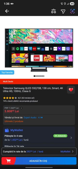 Televizor Samsung 4k 139 cm 120hz