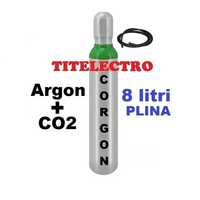 Butelie tub corgon Argon + CO2 8L PLINA 200 bari cu furtun gaz