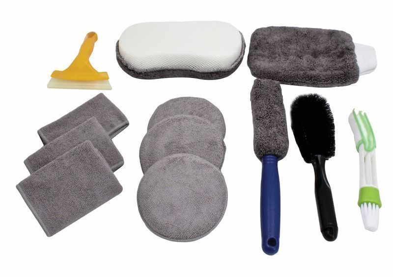 Комплект четки и кърпи за външно и вътрешно почистване/миене на кола,