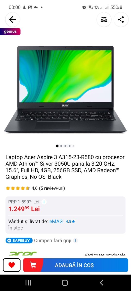 Laptop nou sigilat garanție 2 ani Acer Aspire 3