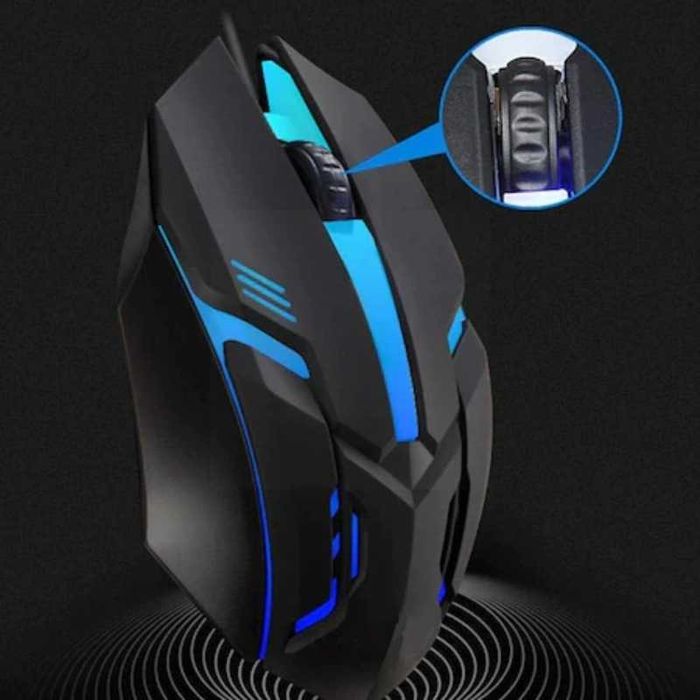 Mouse Gaming cu iluminare 1600 DPI cu fir, USB Negru