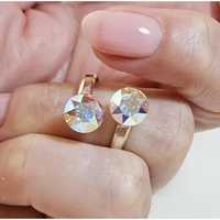 Сребърен пръстен проба 925 с два кристали swarovski chaton crystal aur