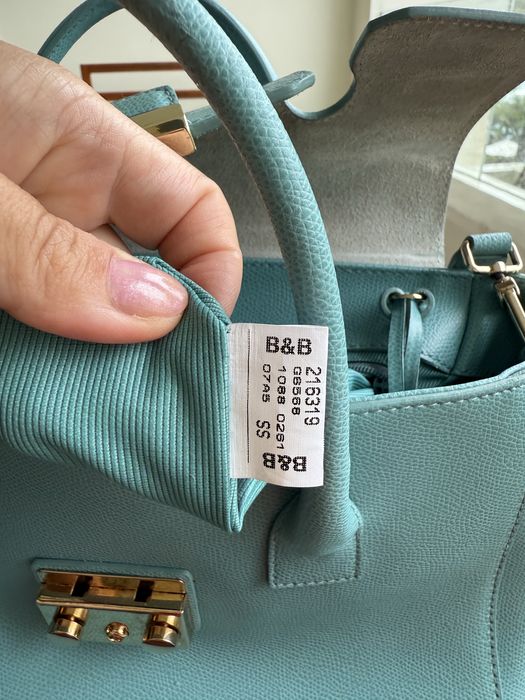 Furla-оригинална голяма тюркоазена чанта