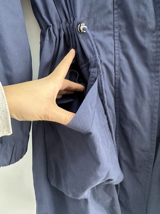 Jacheta/Parka lunga bleumarin cu gluga de primavara/toamna