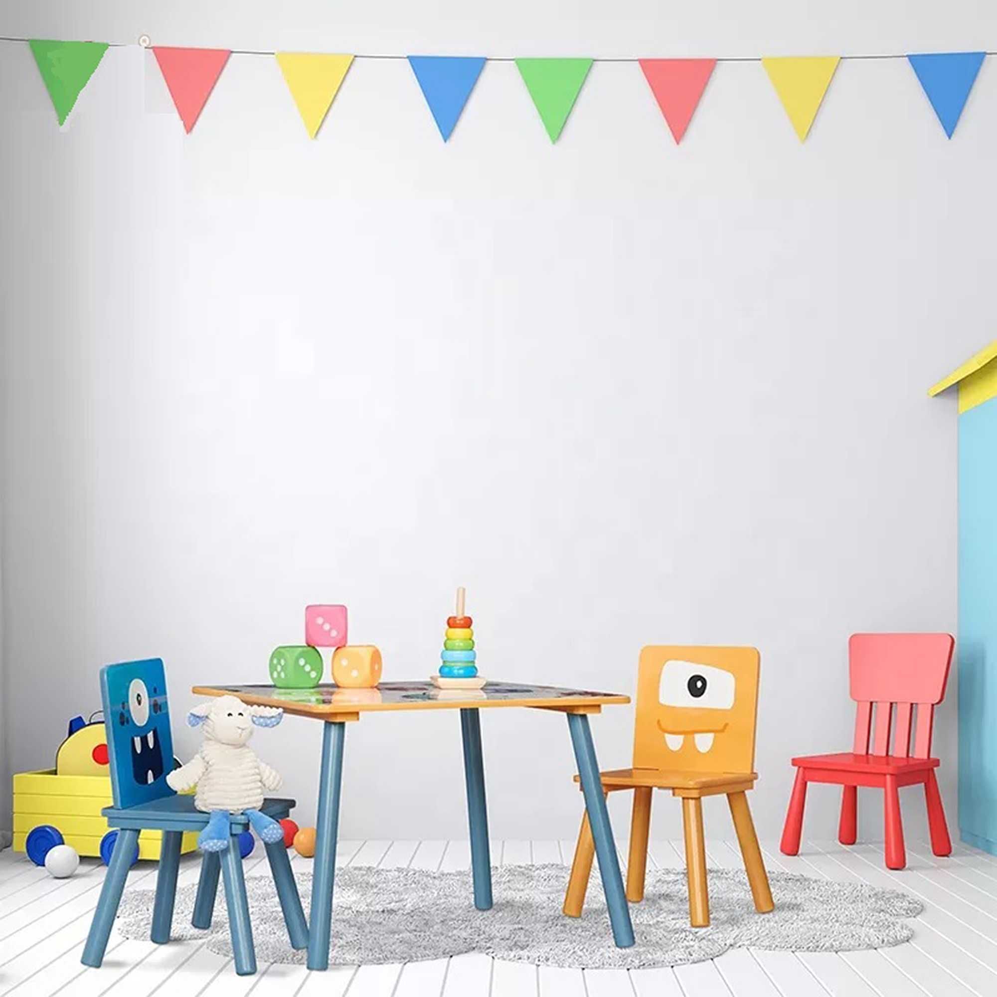 Детска Дървена Маса с 2 Столчета - за Учене, Игра, Рисуване, Хранене