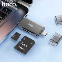 USB-картридер OTG type-c usb Hoco HB39, для флешек TF, SD, microSD
