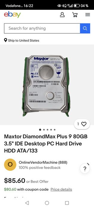 Maxtor DiamondMax Plus 9 80GB 3.5" IDE Desktop PC Hard Drive HDD ATA/1