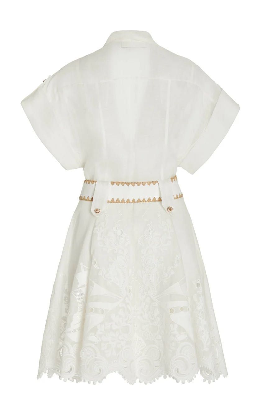 Rochie mătase in alba , broderie velier, premium