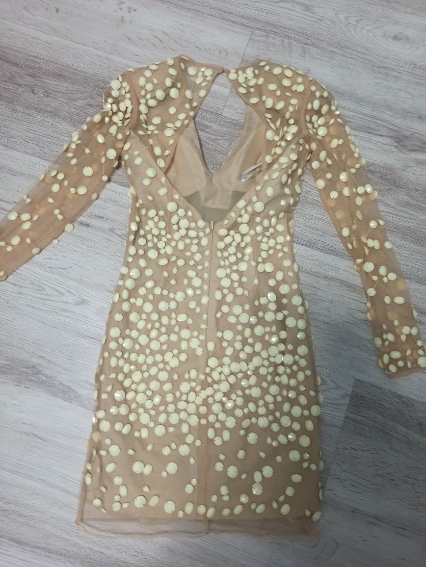 Rochie Nunta/Botez/Ocazie Sherri Hill Nude Cu Pietre Albe Mărimea 34/X