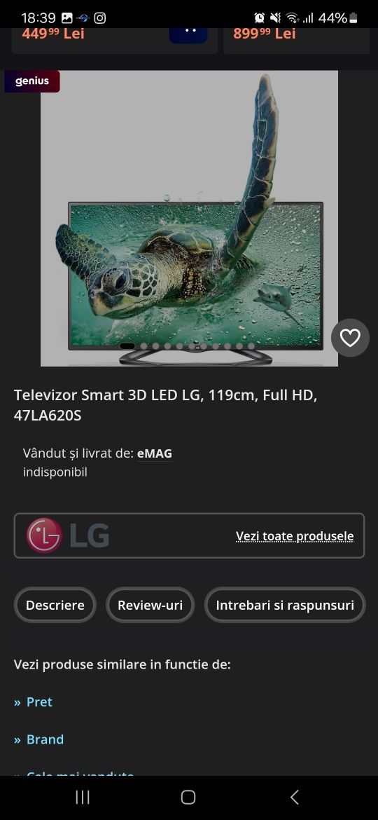 Televizor Smart 3D Lg 119 cm
