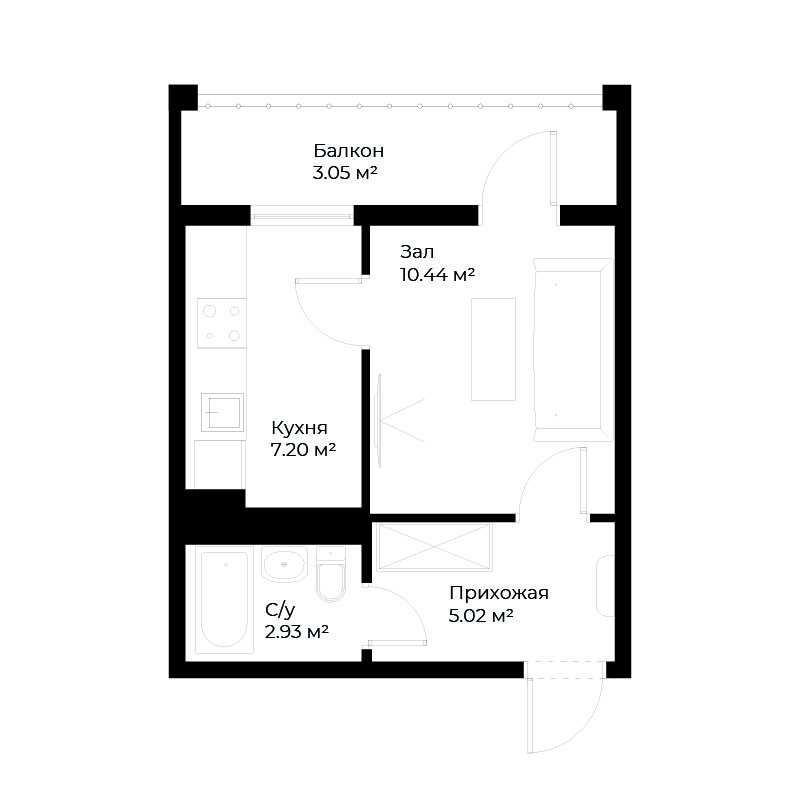 1-xonali xonadonlar | 1-комн. квартиры ЖК Assalom Sohil - Golden House