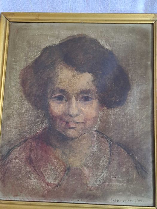 tablou vechi pictura pe panza 36/42 cm semnat Cornelia Emilian