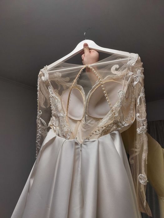 Vand rochie mireasa din tafta de matase+voal - Brand Christina Andrei