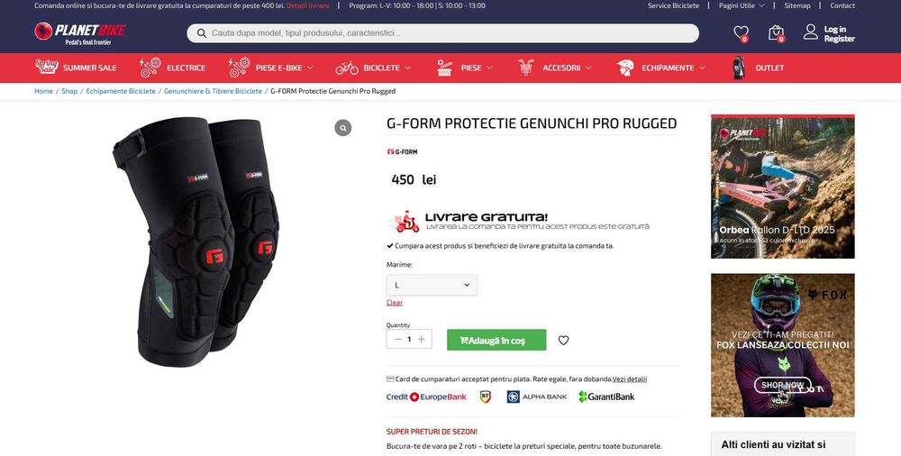 G-FORM Protectie Genunchi Pro Rugged, size S, REDUS de la 450RON