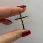 Pandantiv cruce aur galben 18k cu diamante negre