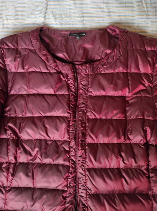 Ново дамско дълго атрактивно пухено яке в цвят бордо, ANDREWS, р-р 44