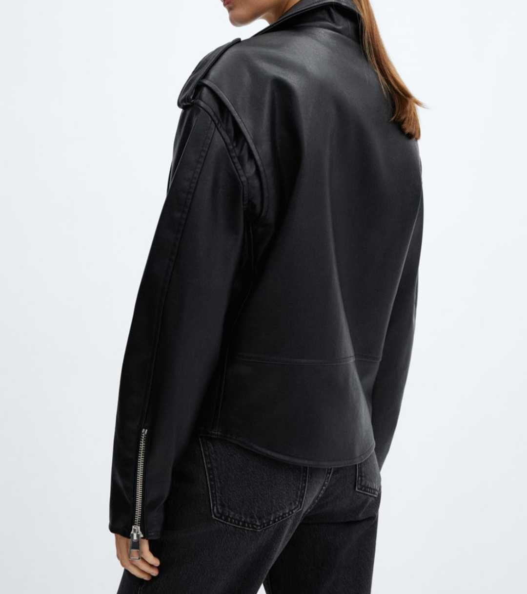 Кожено яке oversize Mango