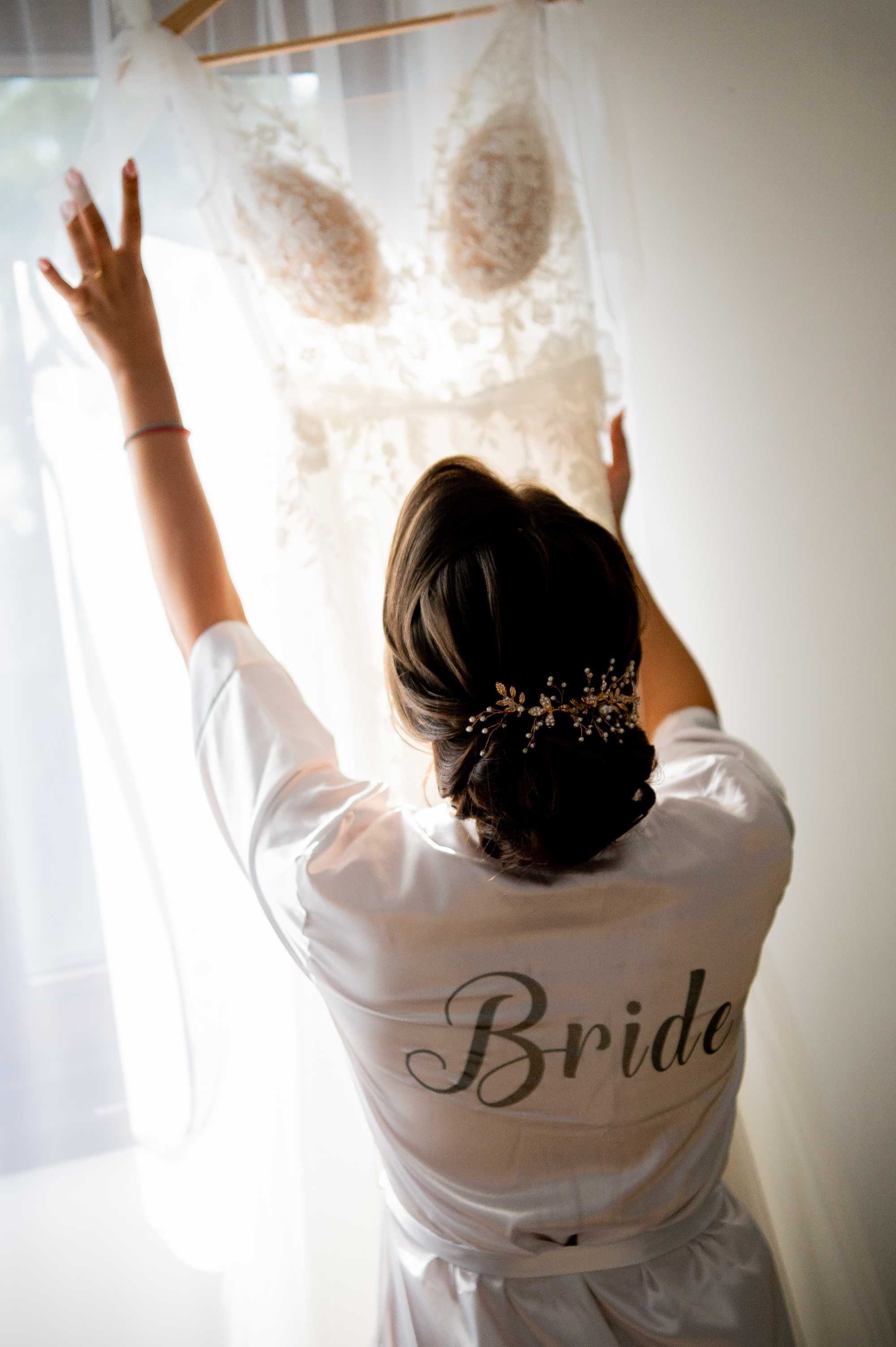set de dezgatit pentru nunta  si halat bride