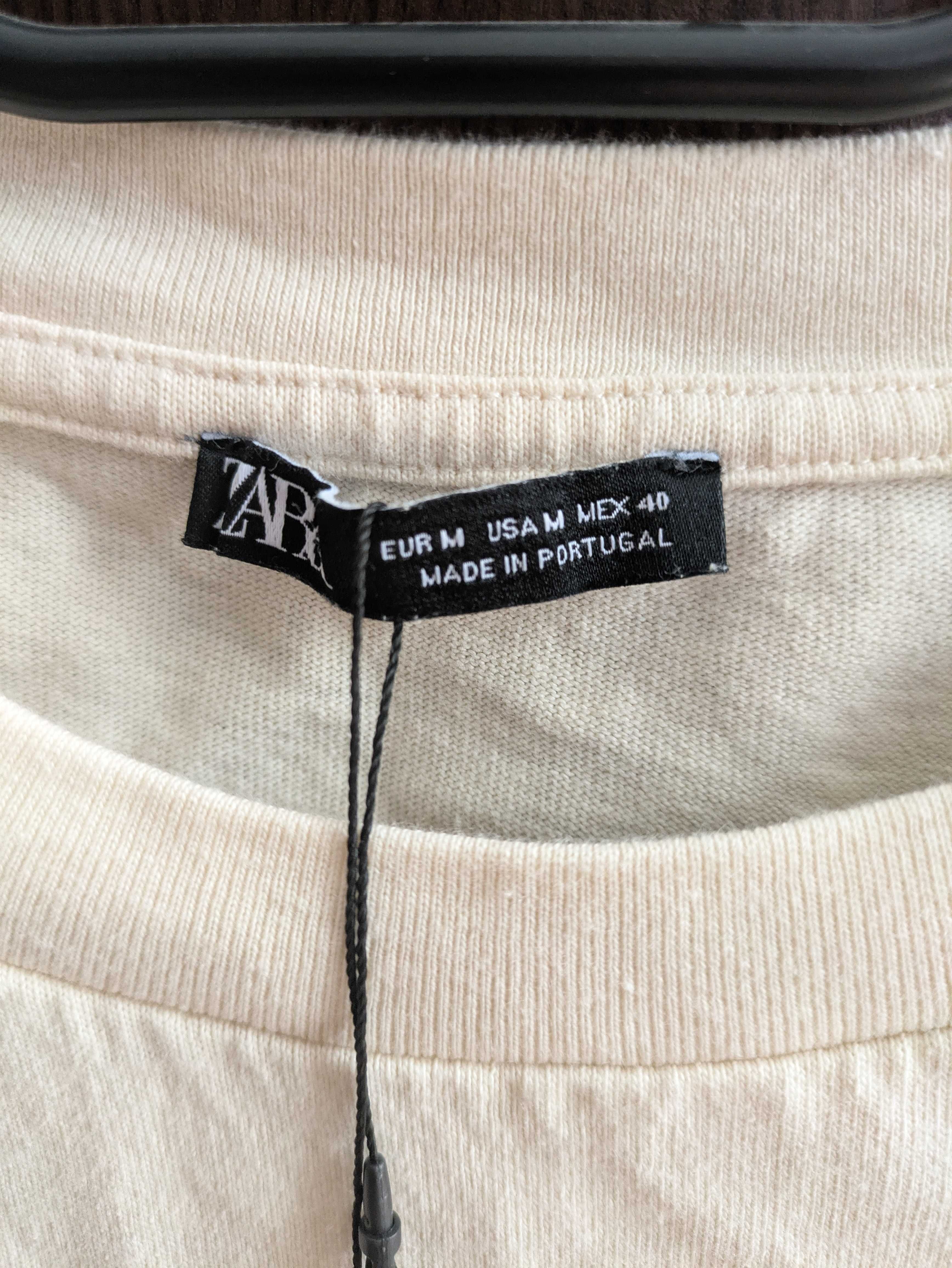 Тениска ZARA с щампа, размер M