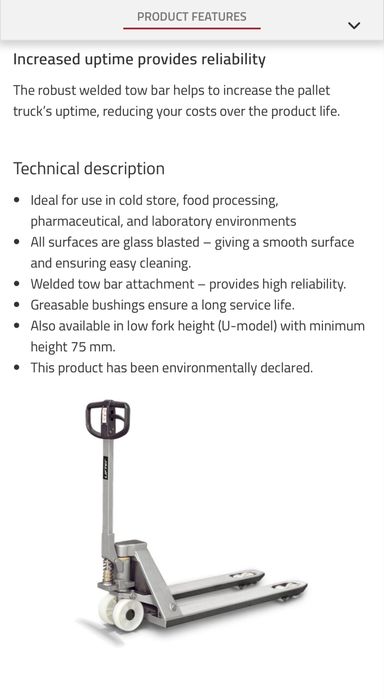 Transpalet din inox Toyota LHM200ST liza