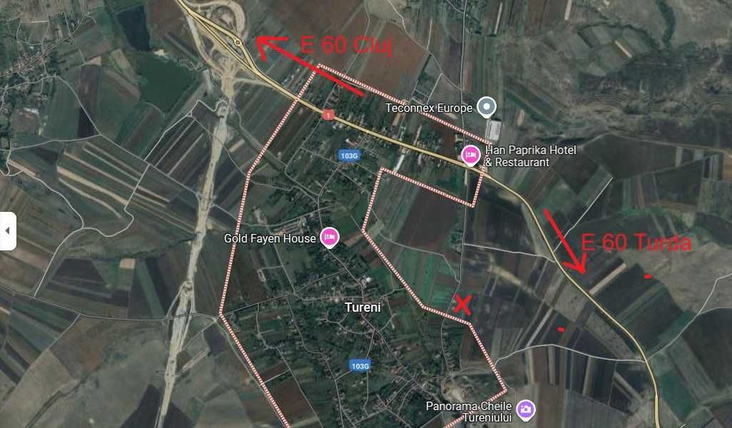 Tureni E60 Teren constructii Intravilan autorizatie max pana la 3 case
